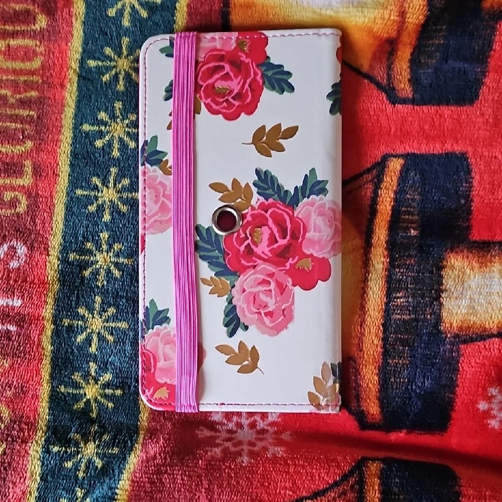 Floral Pink Elastic Closure Phone Wallet
